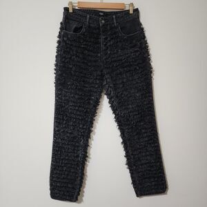 Jaded London Straight Leg Jeans in Black with Shredded Design Cotton Size 30/31